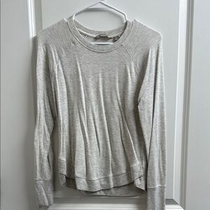 Athleta Gray Fitted Ribbed Sweatshirt Hoodie